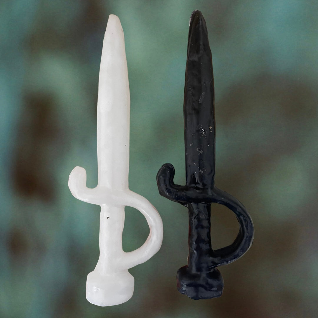 Vela Espada Branco e Preto - Loja Mística