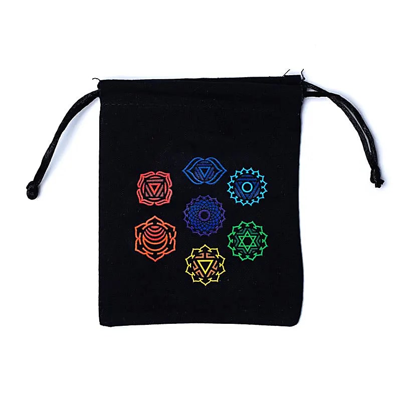 Bolsa Veludo Preta 7 Chakras - Loja Mística