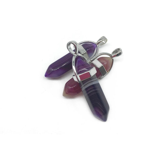 Pendente Ágata Roxo 3x0,8cm - Loja Mística